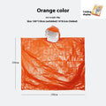 Marathon Wild orange and army green cross-country raincoat laid flat showing 100x130cm size.