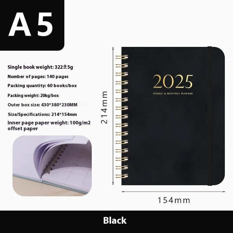 A5 size pu leather notebook with metal coil binding in multiple colour options for business gifts