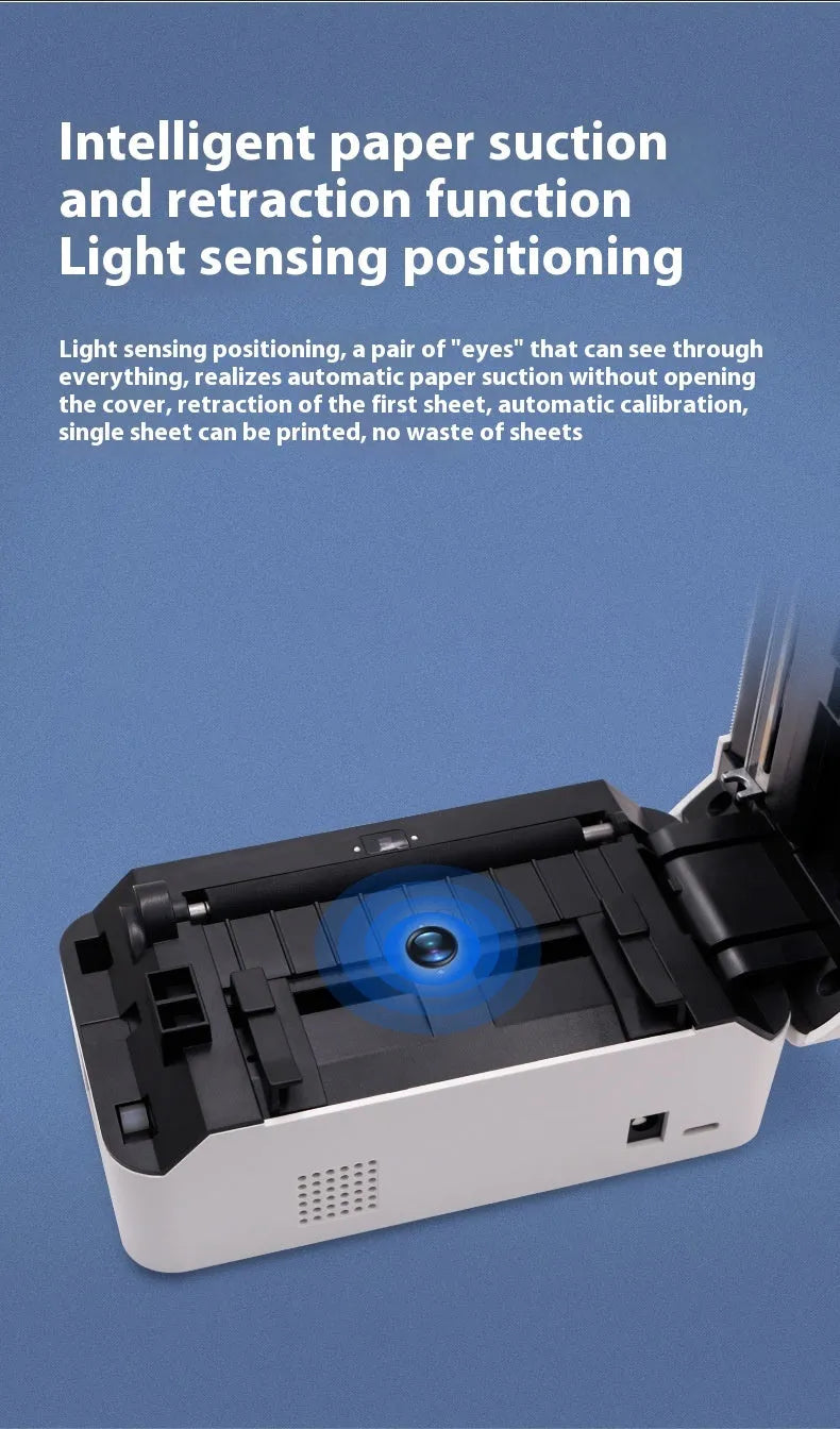 Compact thermal express printer with Bluetooth for receipts and orders, dimensions 149mm x 79mm x 72mm.