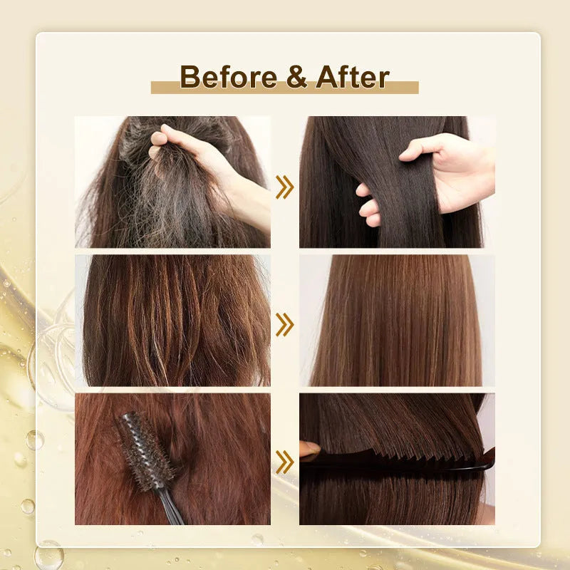 Yellow 50ml bottle of hair essential oil for curly hair repair and frizz control