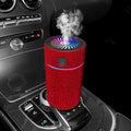 Compact white car USB air humidifier with Water Diamond technology measuring 14cm