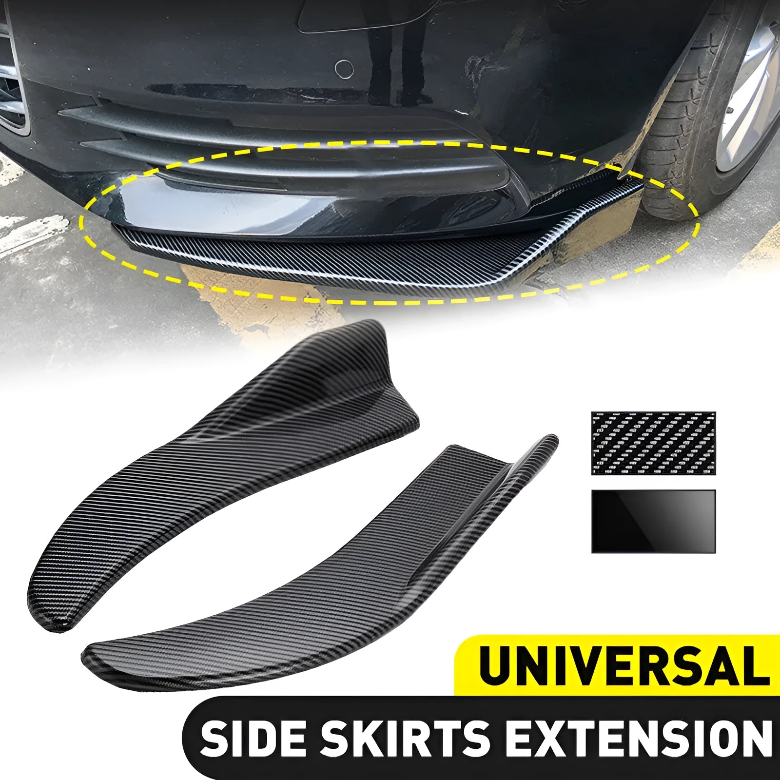 Front and rear deflector lights for General Motors vehicles with carbon fibre finish