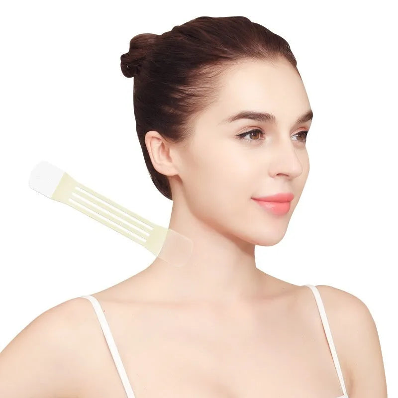 Skin-coloured neck pattern lifting strips adhesive tape set with 20 patches in 4 packs