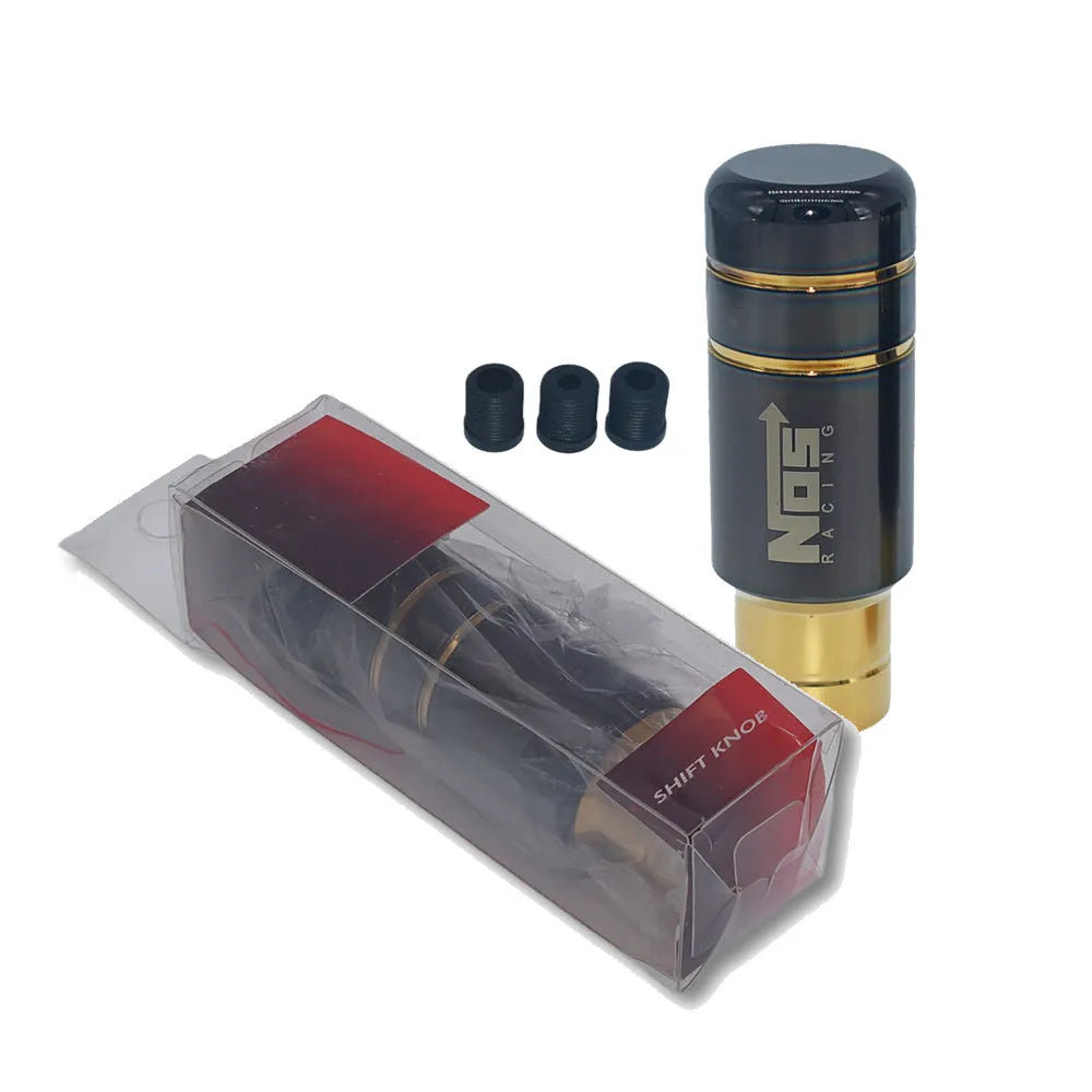 Roasted blue aluminium alloy car gear shift head with three rubber sleeves for installation