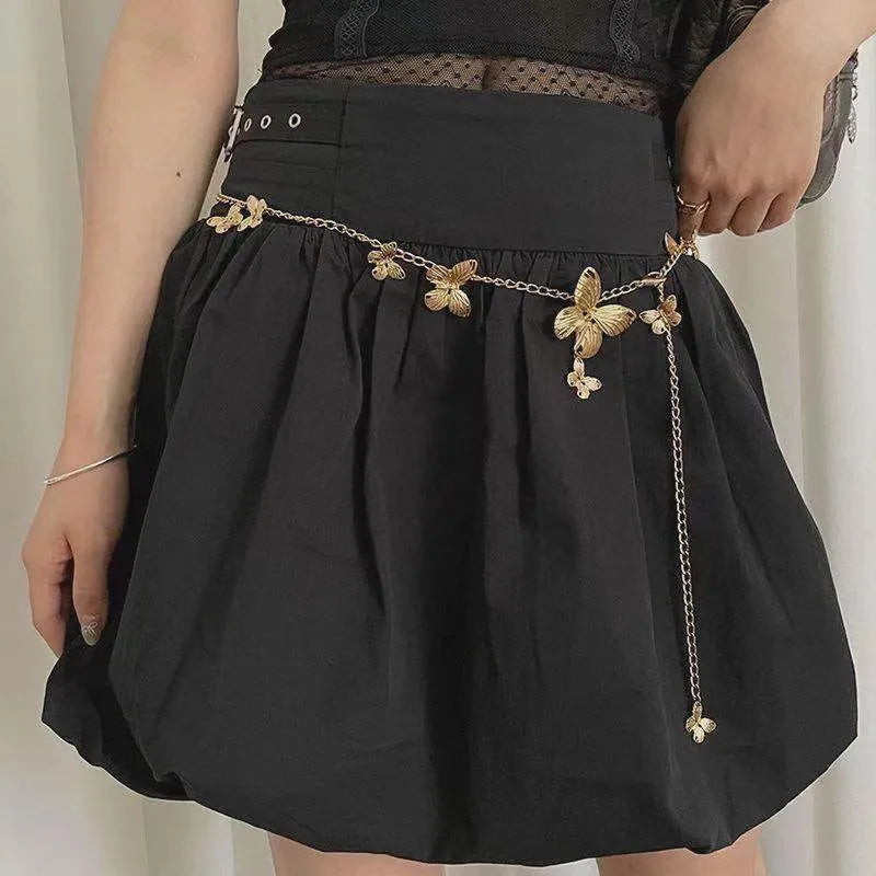 Golden butterfly waist chain belt for women, 104cm alloy retro jewellery