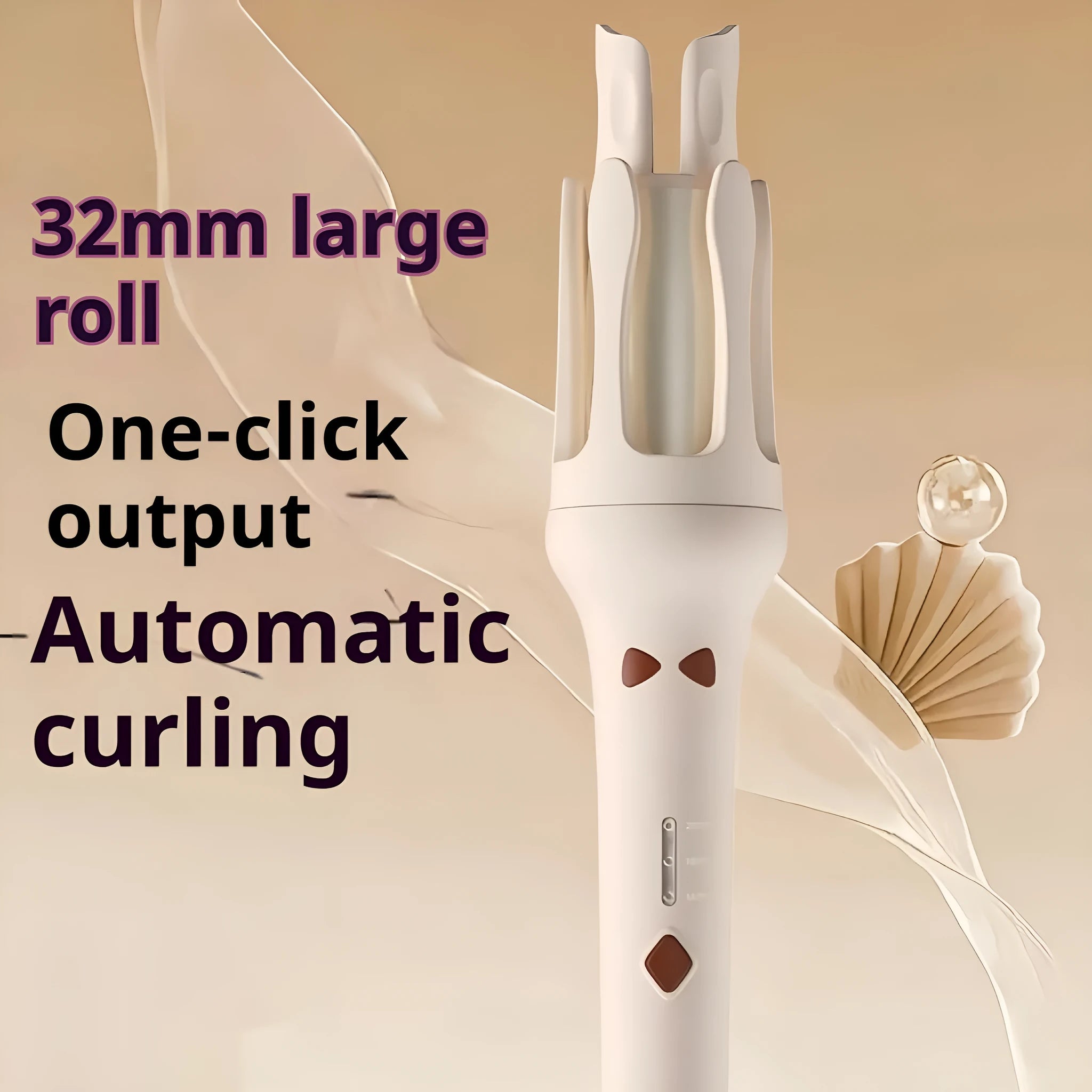 32mm automatic hair curler in white or chigo colours with pink, purple, beige, or green accents