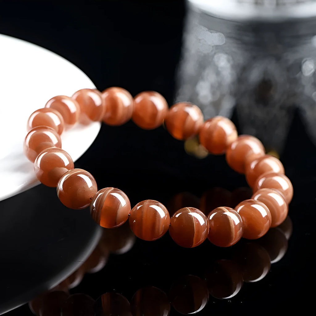 Natural old mine rhodochrosite round beads bracelet with manganese spar mineral jewellery