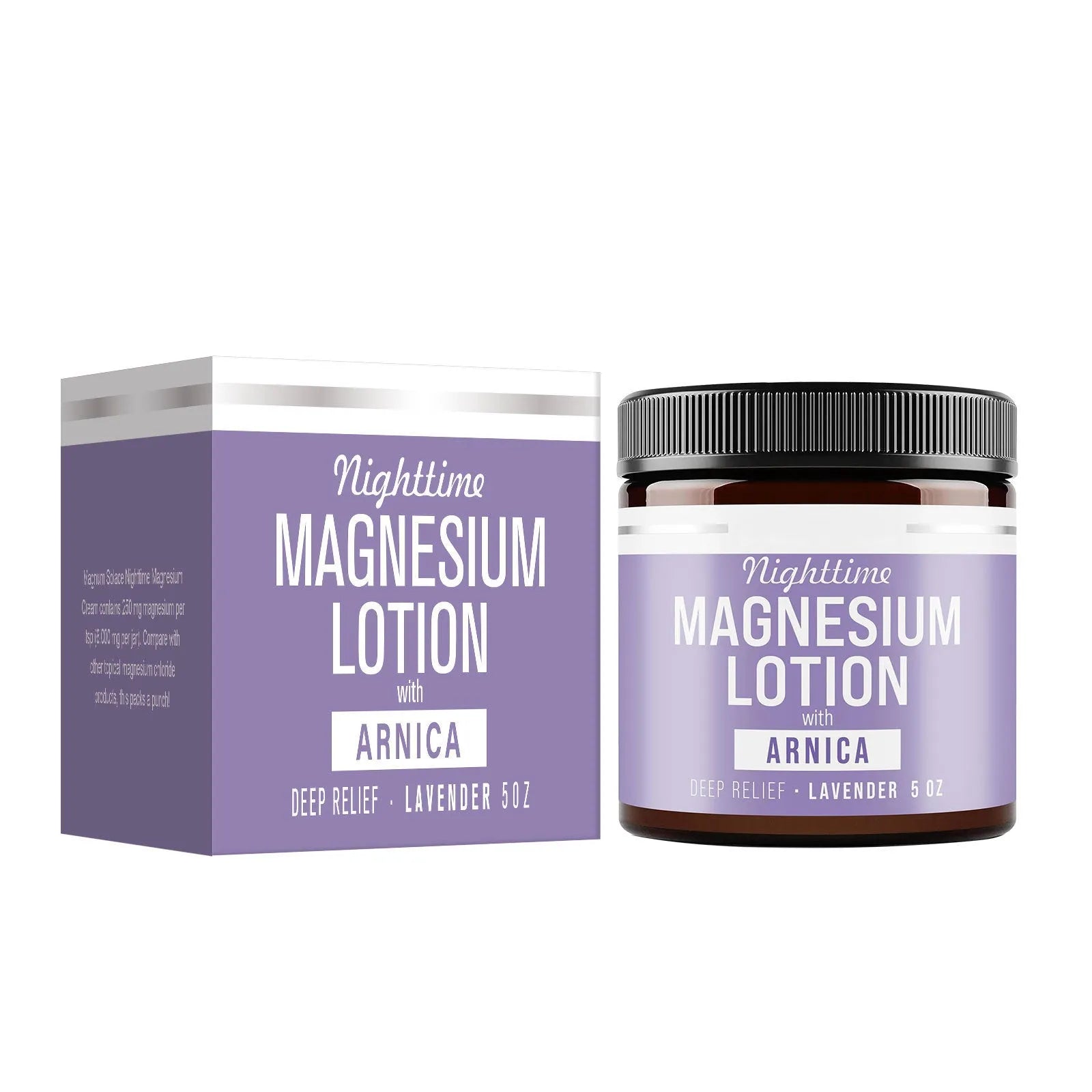 Magnesium body butter cream in 7.1cm square jar with 150ml volume
