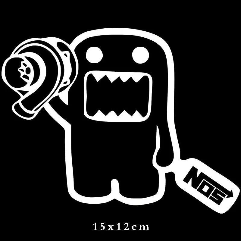 Cartoon design automobile sticker measuring 15x12cm in PVC vinyl material