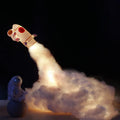 DIY astronaut rocket night light kit components with LED string lights and 19cm circular base