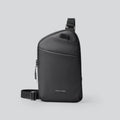 Men's elegant black Oxford cloth crossbody bag with reinforced sewing thread construction