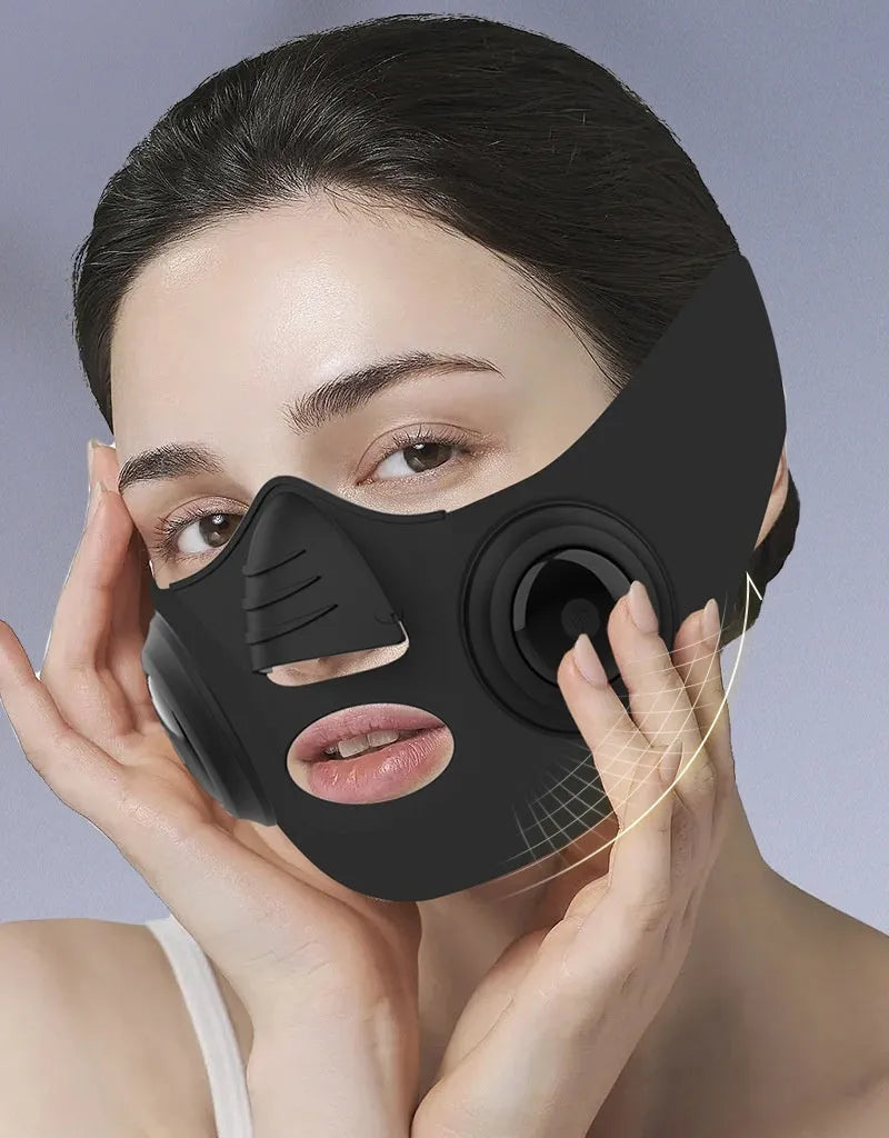 Black photon rejuvenation mask beauty device with USB charging port for home facial treatments