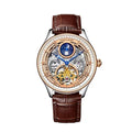 Men's business waterproof watch with white dial rose gold case and stainless steel bracelet