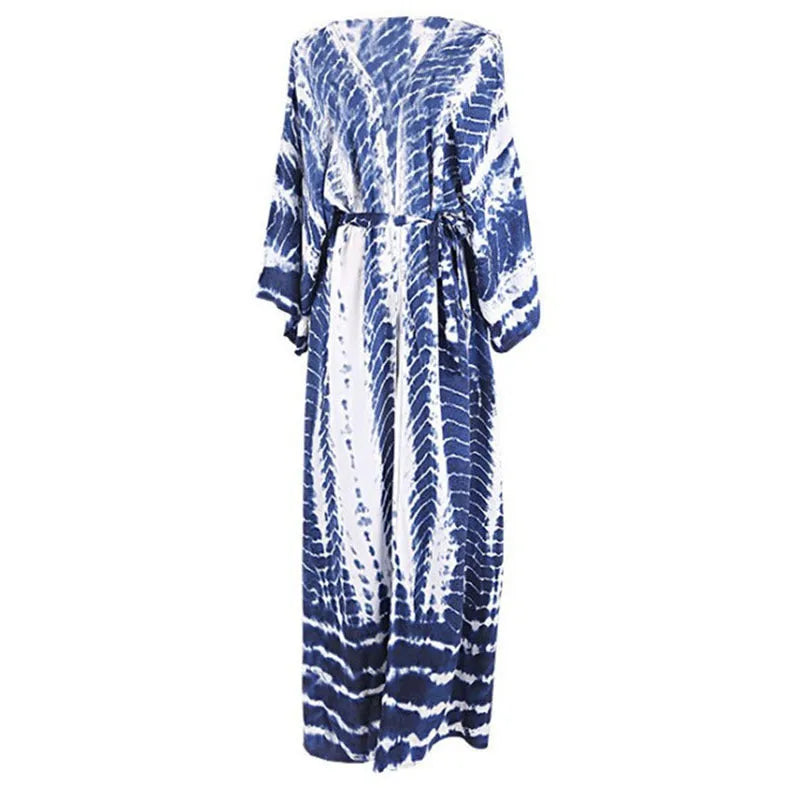 Loose cotton printed blouse for beach cover-up, shown in DN0712 series colour.