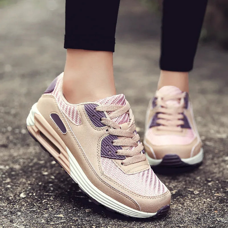 Women's casual beige orange shoes with 3.5cm low block heel showing side profile
