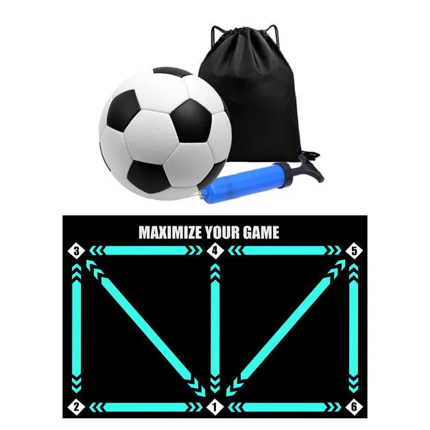 Cushioned rubber football training mat for indoor skill practice with basket row movement drills