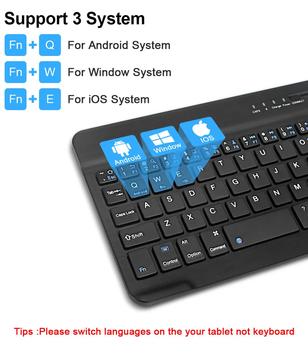 Black or white mini Bluetooth wireless keyboard for tablets with 44-hour battery life