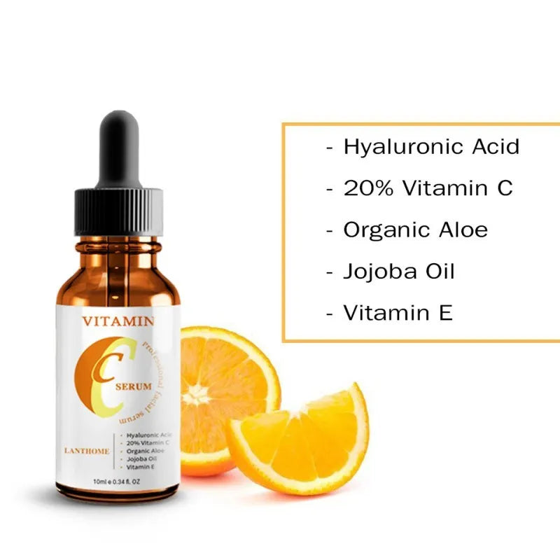 10ml bottle of Vitamin C Hyaluronic Acid facial serum for brightening and anti-ageing.