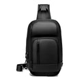 Black medium outdoor shoulder bag showing computer pocket, soft handle, and single air cushion strap.
