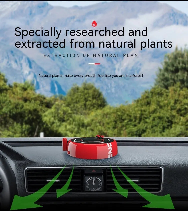 Round solar car fragrance light decoration in choice of black, red or white plastic