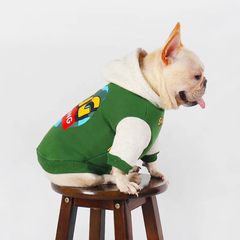 Green cotton pet clothing without elasticity for dogs and cats in L to 4XL sizes