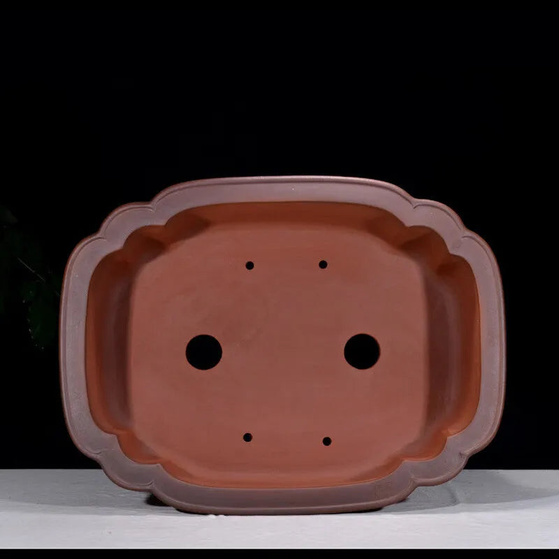 Large rectangular antique finish purple clay flowerpot for bonsai and large plants.