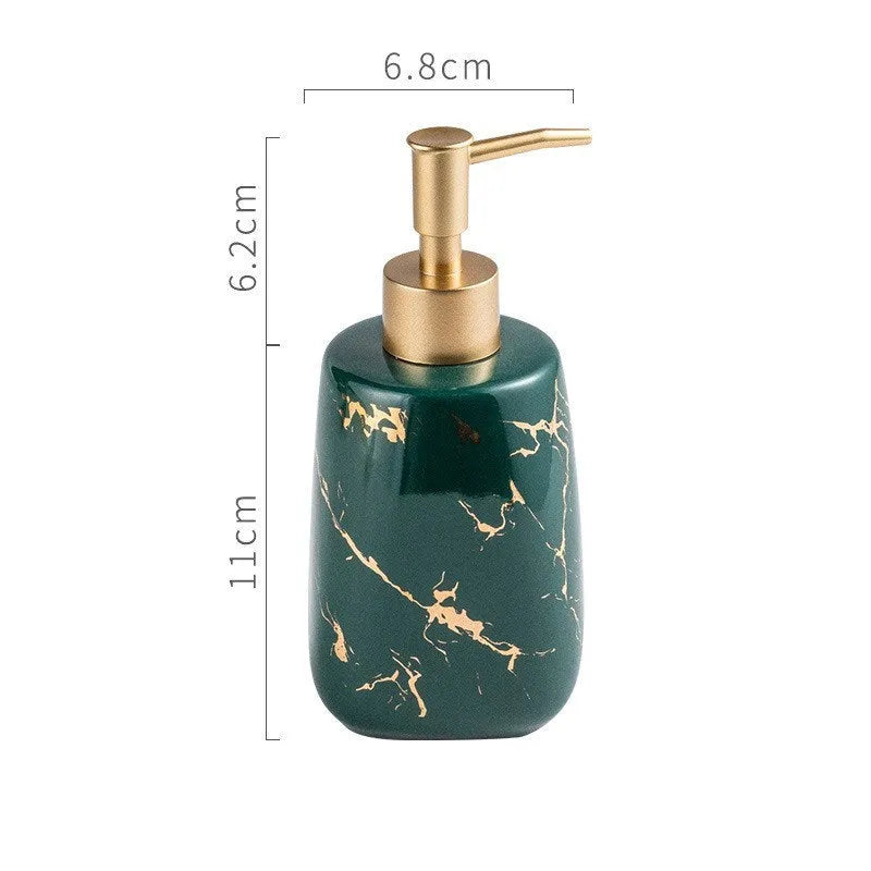 Ceramic bathroom wash set with light luxury decal decoration in black, blue, or white