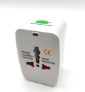 Universal travel plug converter measuring 73x50x39mm for global device charging