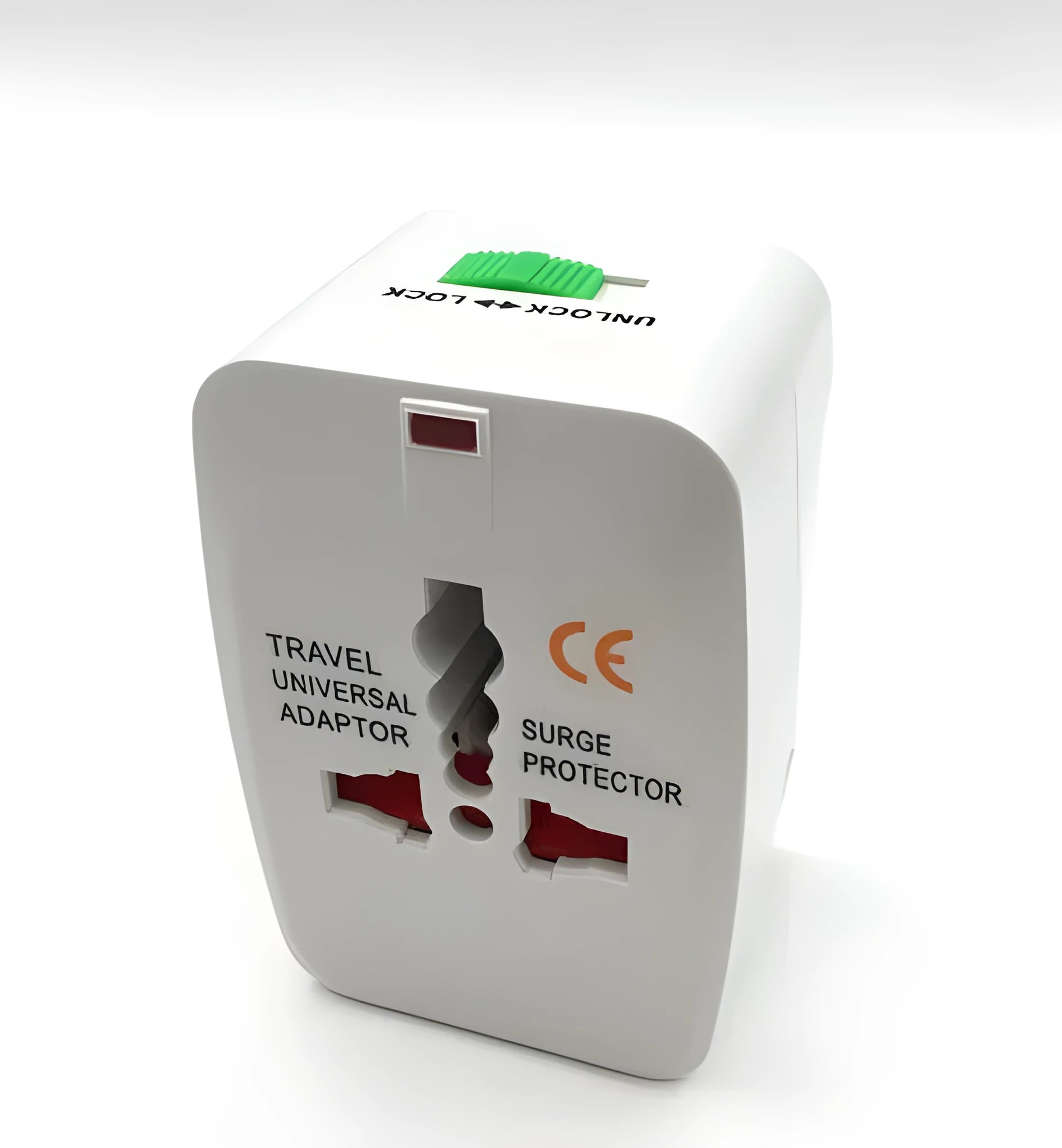 Universal travel plug converter measuring 73x50x39mm for global device charging