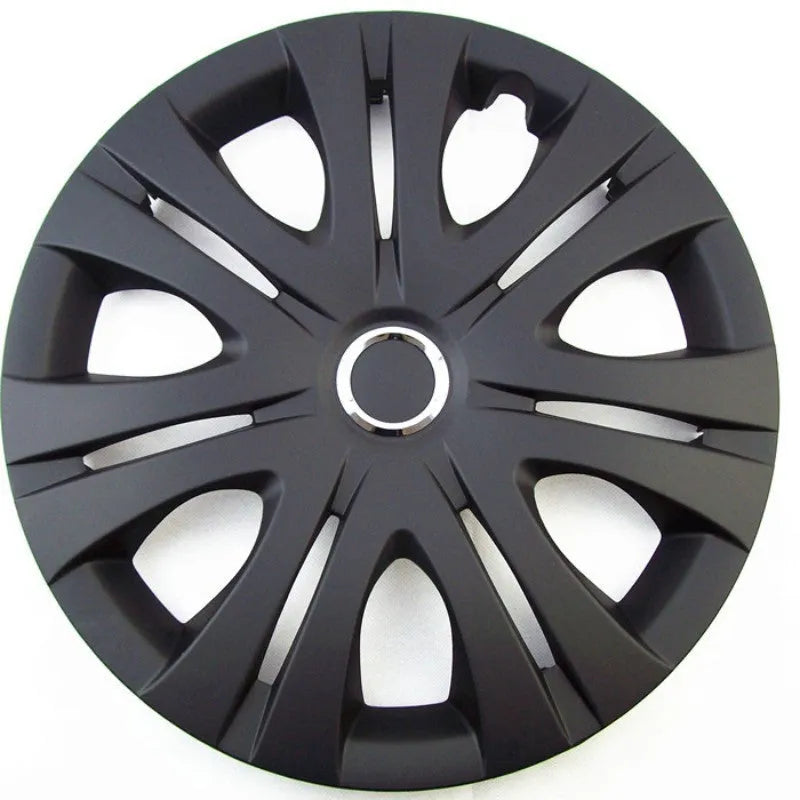 Universal monochrome ABS plastic wheel hub cover in silver finish for a car alloy wheel.