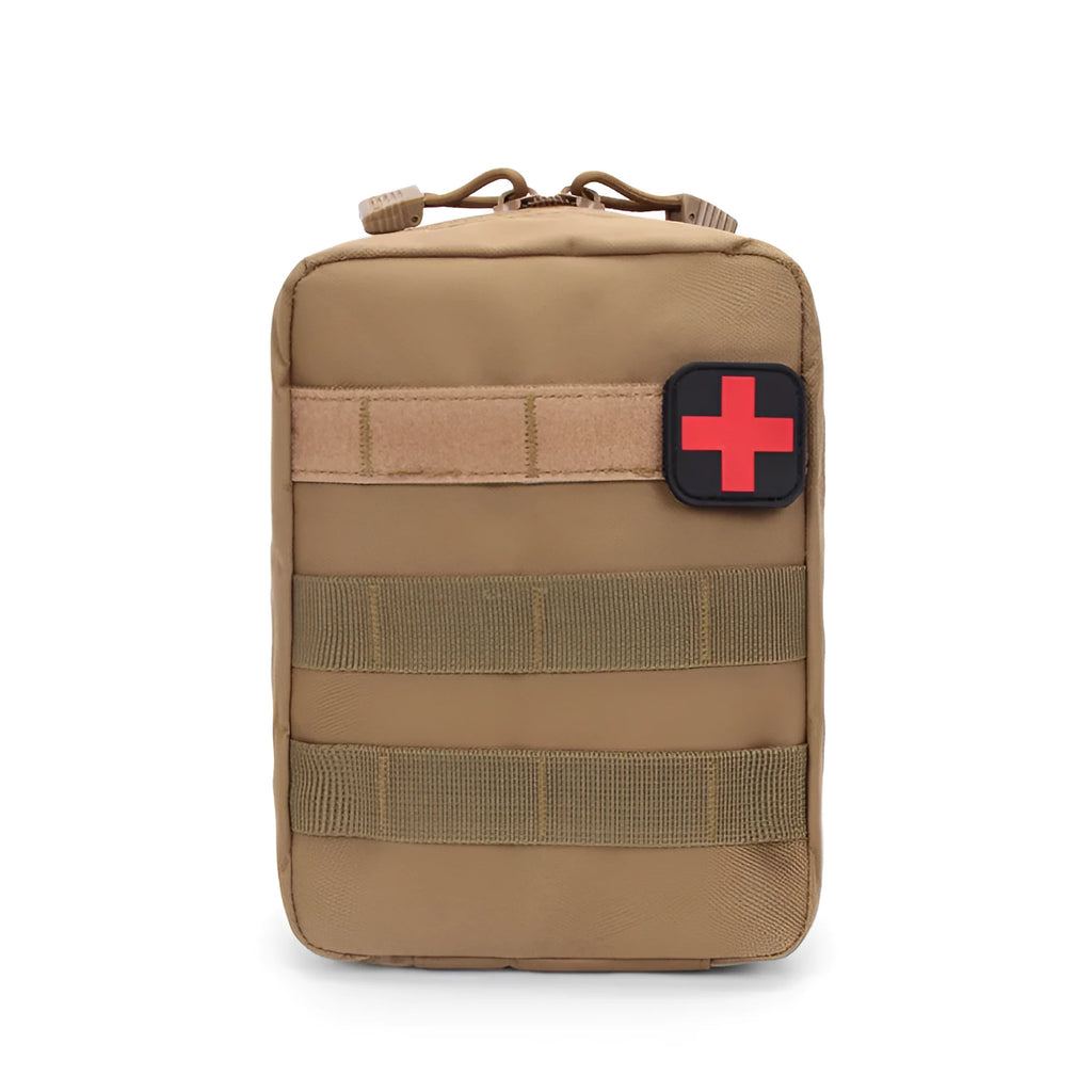 Tactical medical accessory pouch with Velcro backing in multiple colour options including army green and camouflage