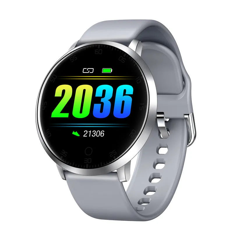 Smart health bracelet with 1.3-inch screen on black silicone wrist strap