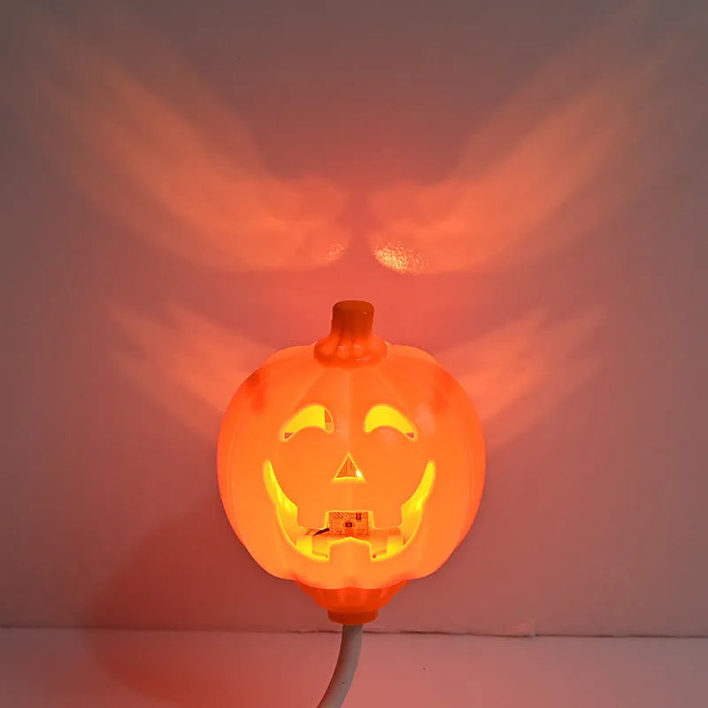 Pumpkin-shaped decorative lamp with USB cable for purple or yellow ambient lighting