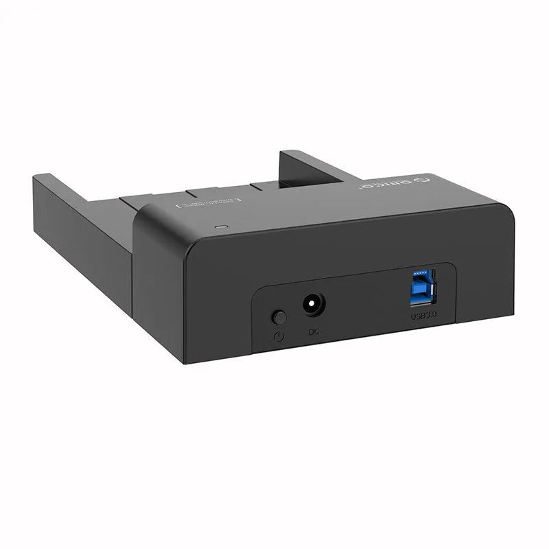 Black universal SATA hard drive enclosure for 2.5-inch and 3.5-inch drives with data cable.