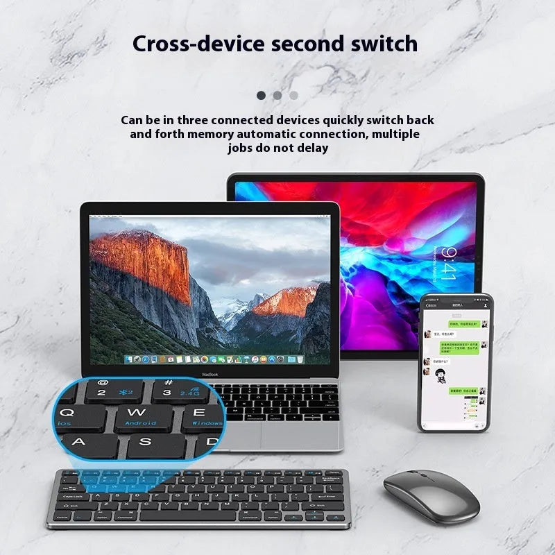 Ultra-thin wireless keyboard and mouse combo in black, gun colour, or silver with charging cable and receiver