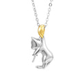 925 sterling silver clavicle chain necklace with cat charm and adjustable length