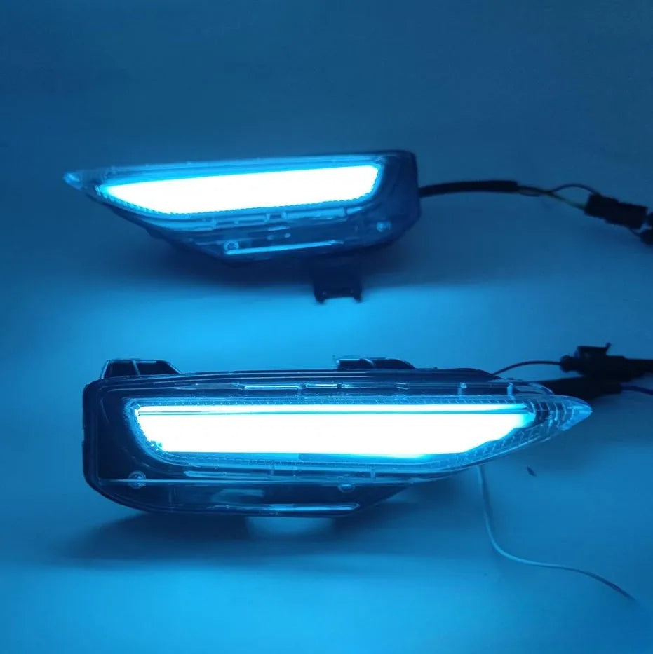 Infiniti Q50 Q70 front bumper LED daytime running light and fog lamp assembly in ABS housing