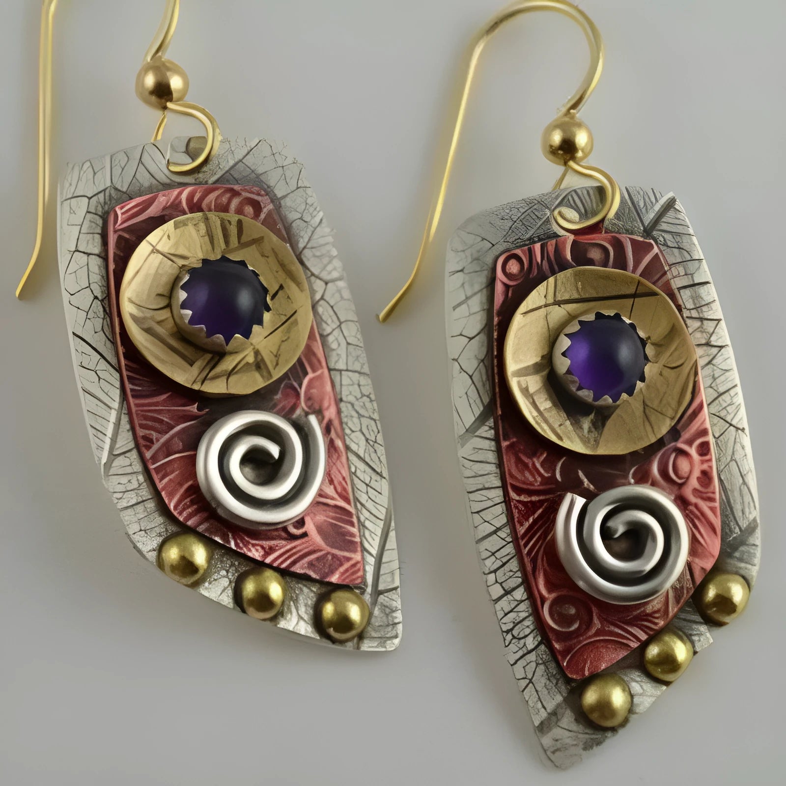 Women's camouflage leopard print metal earrings with geometry shape and gold zinc alloy construction