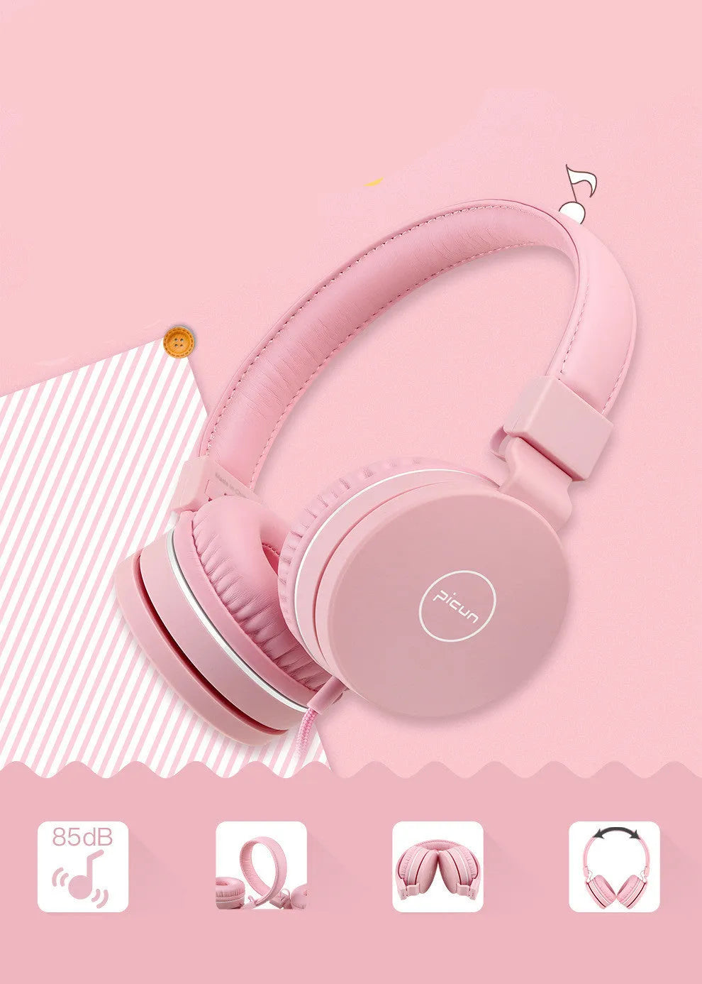 Bengoo C30 wired on-ear headphones with protein cushions and braided cable in mint green colour.