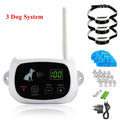 Wireless electronic pet fence system with white transmitter and waterproof rechargeable collar receiver on TPU strap