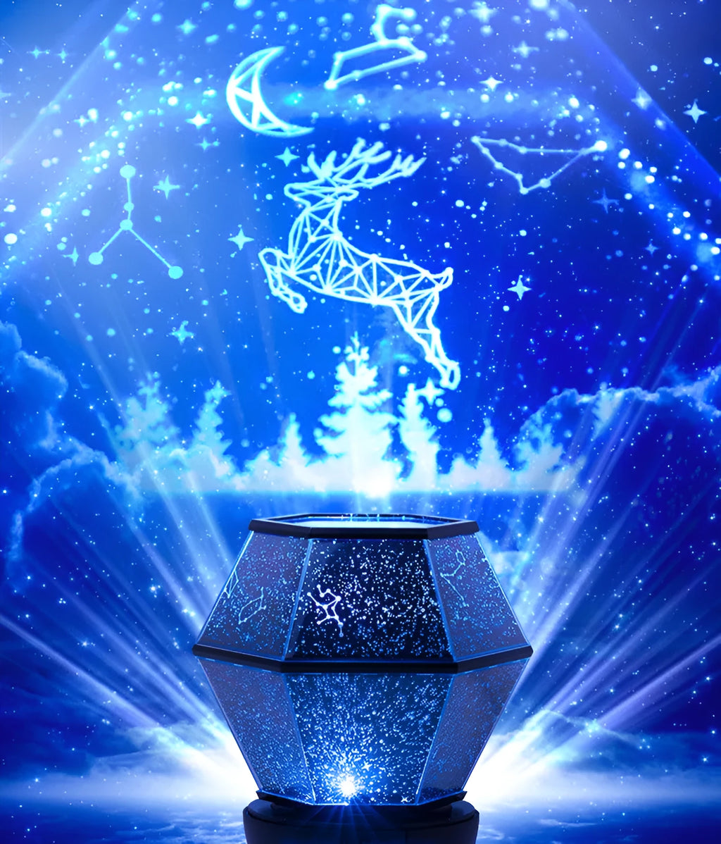 Children's rotating star night light with LED illumination and three colour modes