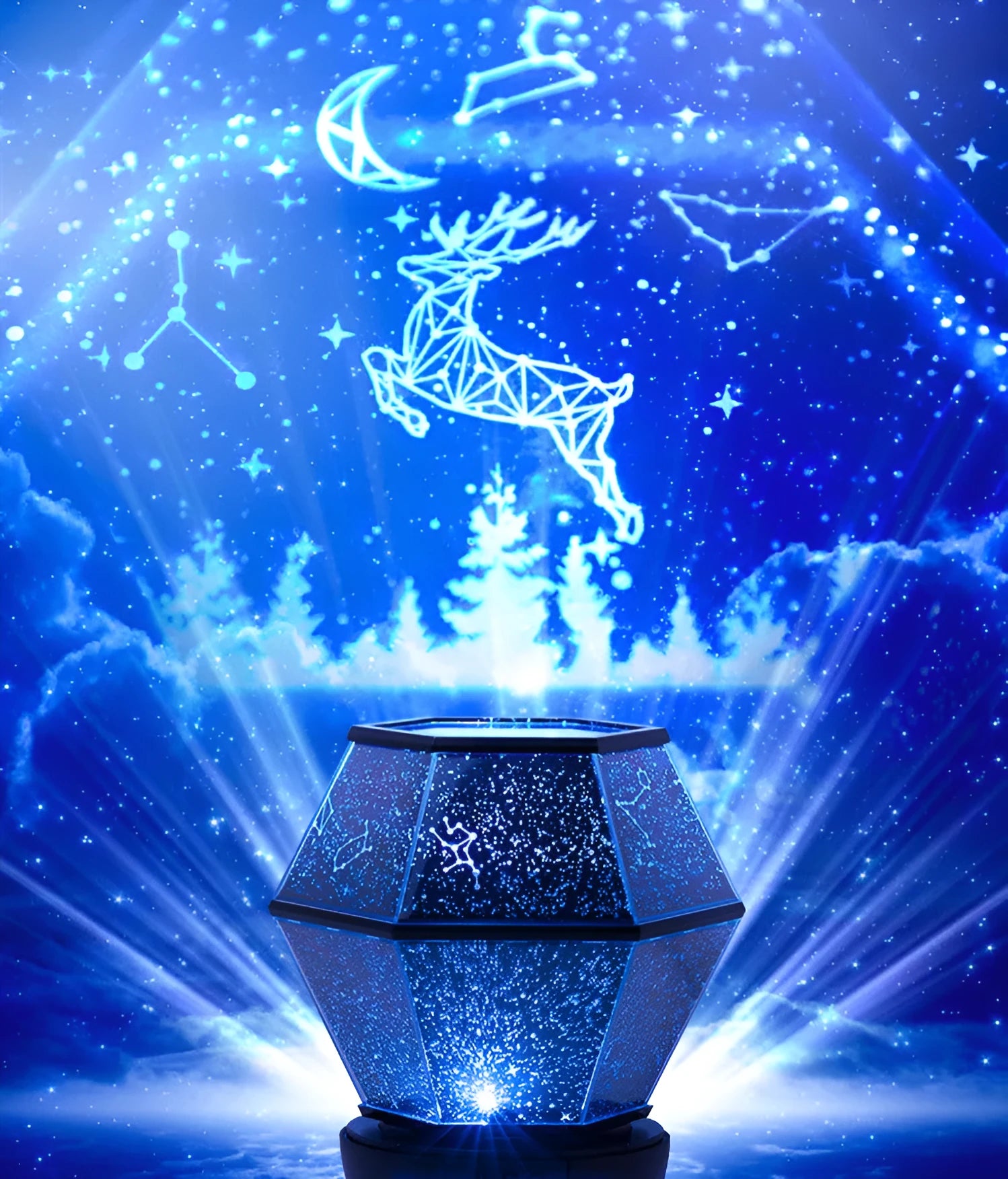 Children's rotating star night light with LED illumination and three colour modes