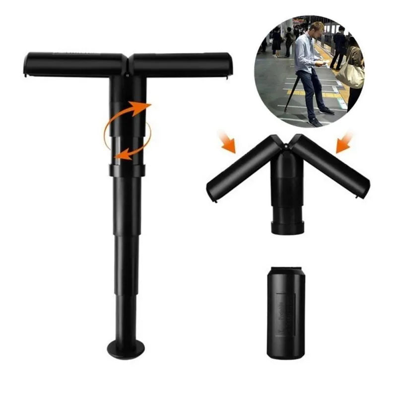 Black lightweight folding stool for camping and fishing, dimensions 170x70x70mm
