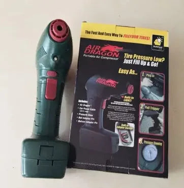 Portable electric car air pump with 12V plug for tyre inflation