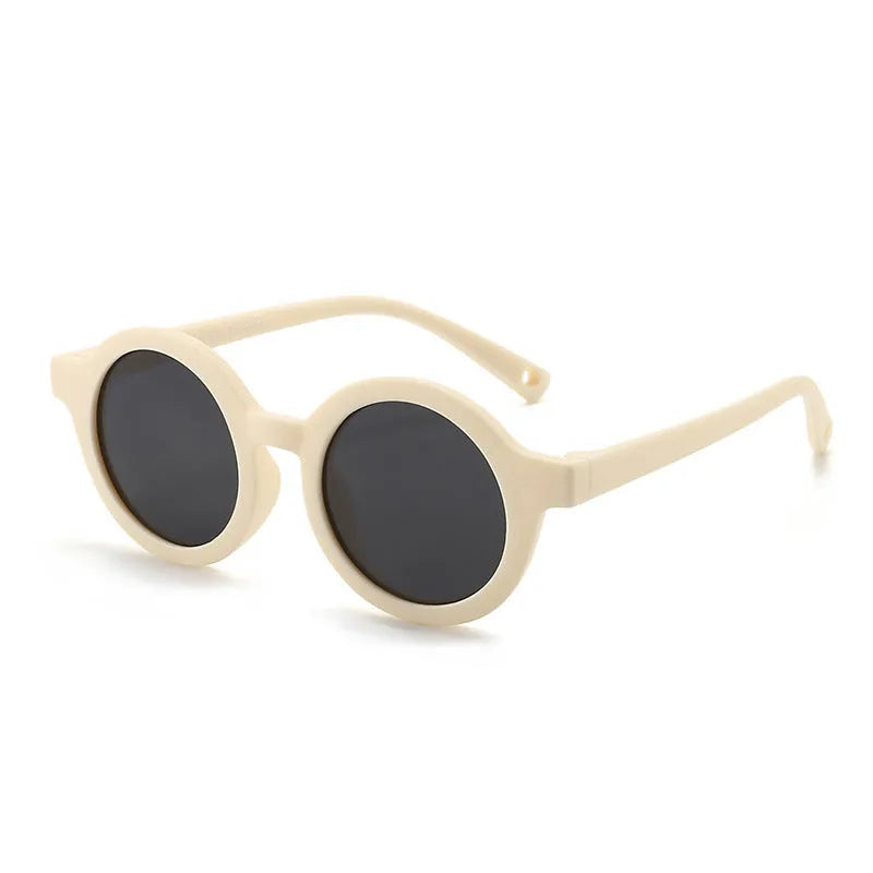 Children's silicone sunglasses for ages 0-3 with round frame and UV400 protection