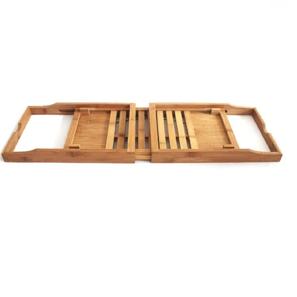 Bamboo bathtub frame storage organiser with single-floor desktop design for bathroom use