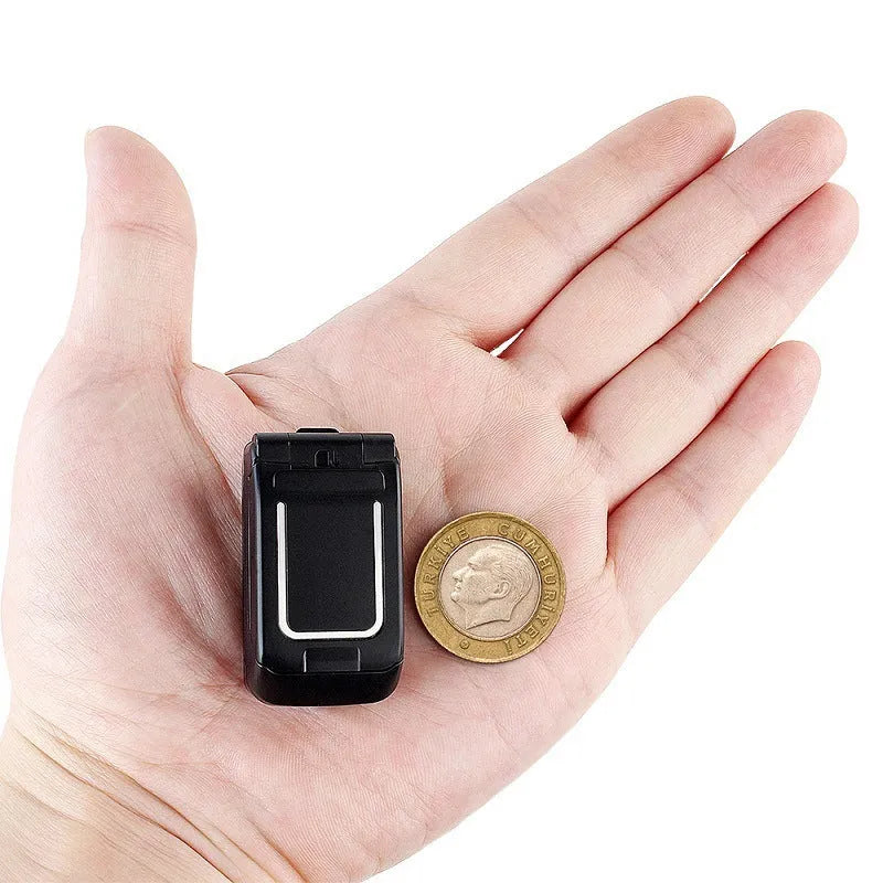 Mini flip phone in six colours with small screen and flip cover design
