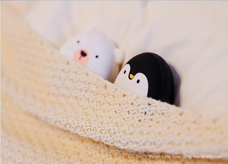 USB rechargeable electric hand warmers with cartoon penguin and polar bear designs