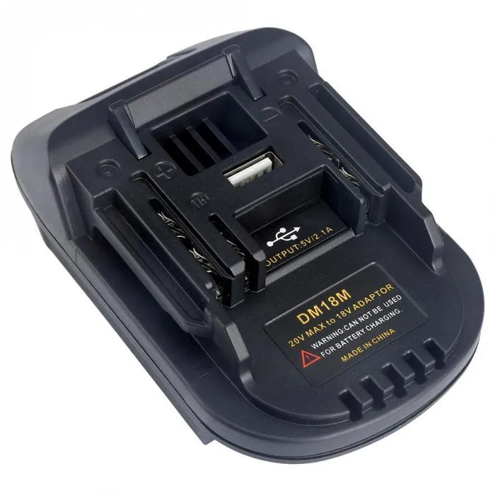 Black Milwaukee DM18M to Makita H99F battery adapter measuring 125x90x65 cm