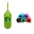 A pack of five rolled dog poop bags in a choice of colours on a white background.